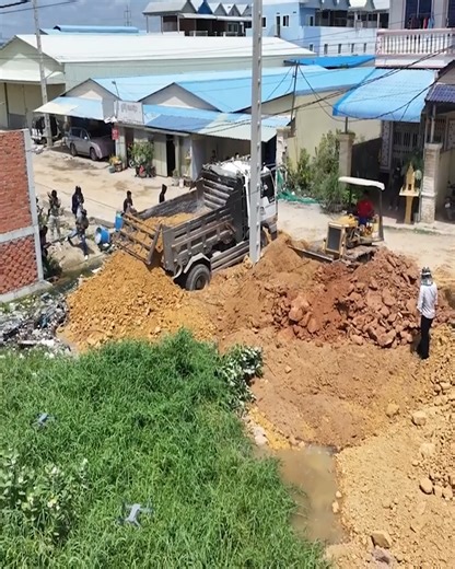 6K views · 80 reactions | Starting Fresh: Unloading Soil with 5-Ton Trucks and Dozer Work at the Landfill | Bulldozer Cambodia | Facebook
