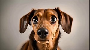 A Dog Looks Directly at the Camera with a Surprised and Confused Expression in a Video. Humor Concept Video