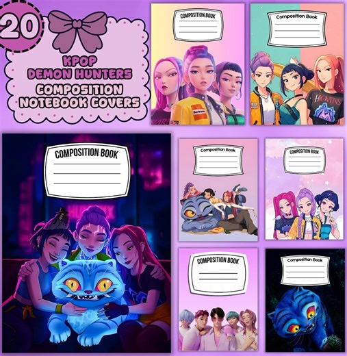 Kpop Demon Hunters Composition Notebook Covers | Printable Kpop School Notebook Covers | Journal Covers for Students & Fans | Back to School - Etsy