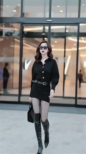 Tall leather boots close-up walk #trending #fashion #trends #leather #highboots