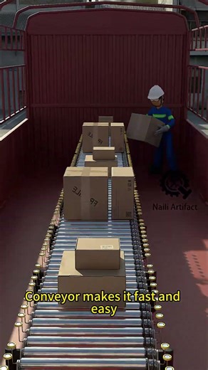 Efficient container loading with conveyor system#USA#Logistics#ConveyorSystem#Warehouse