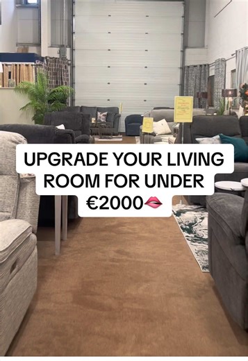 Looking to upgrade your living room on a budget? Here at Furniture & Design, we have products to cater to all budgets✨ For €1914 (was €2757), you can get a manual reclining 3 2, wall art, a rug, curtains, x4 cushions and a nest of tables - bargain💕 We have MANY suites, rugs, curtains, etc. so if you are looking for a living room upgrade on a budget - pop in store today☁️ If you have any questions about the products shown, please reach out‼️ *please note all prices shown in video are in relation