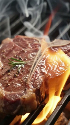 A nice grilled T-bone steak on a grill 🥰😋#steaks #grilling #grilledsteak #grilledmeat #grilltime
