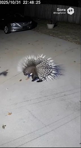 Security Cam Porcupine Fires Back—Dog Runs Screaming