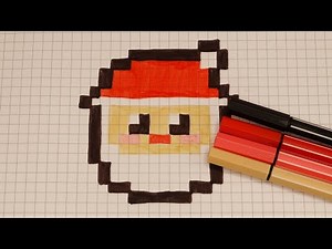 DIY Handmade Drawing Pixel Art | How to draw a cute Santa Claus | Easy Christmas Draw with Me