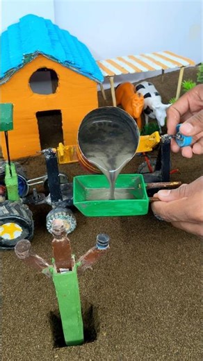 mini handmade electric pillar making | diy mini tractor construction project | #shorts