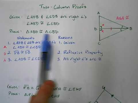 CPM Integrated I Lesson 7.1.4 (Part 2) Two Column Proofs