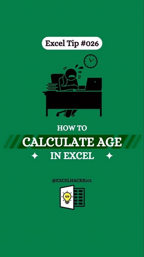 How to Calculate Age in Excel | Excel मे age कैसे निकाले | #excel #microsoft #tutorial #shorts #tips