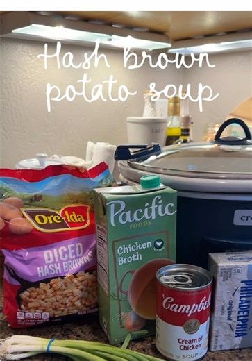🥔🥣 Crockpot Hash Brown Potato Soup 🥣🥔 You can find this recipe and more at themagicalslowcooker.com 🧅 What you need 🥔 32 oz frozen diced hash browns 🧅 1 bunch green onions (divided) 🥣 10.5 oz cream of chicken soup 🧄 1 1/2 tsp garlic powder salt & pepper 🍲 32 oz chicken stock (or broth) 🧀 WAIT TO ADD: 8 oz cream cheese, cubed ⏲️ How to make it 🥔 Add hash browns half the green onions seasonings cream of chicken soup, stir 🍲 Pour in chicken stock, cover, cook LOW 6 hours (or HIGH 3–4) 