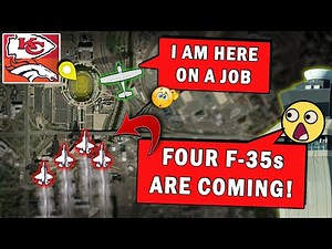 Plane over BRONCOS STADIUM While Four F-35 Inbound for Anthem Flyover