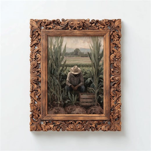 Mexican Farm Worker Art | Campesino Field Painting | Rustic Farm Wall Art | Cultural Landscape Print | Earthy Neutral Art - Etsy Australia