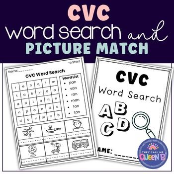CVC Word Search and Picture Match Activity Pack