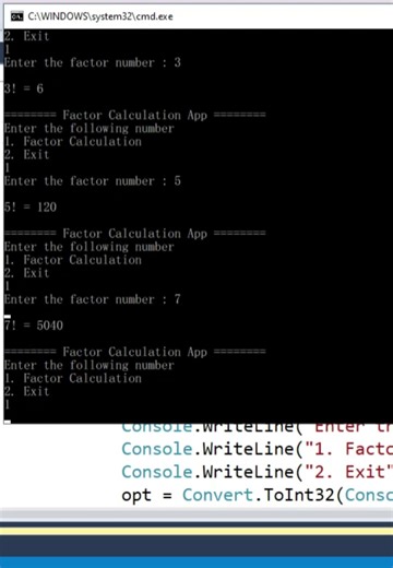 Factorial Calculation App in C# #coding #technology #programming