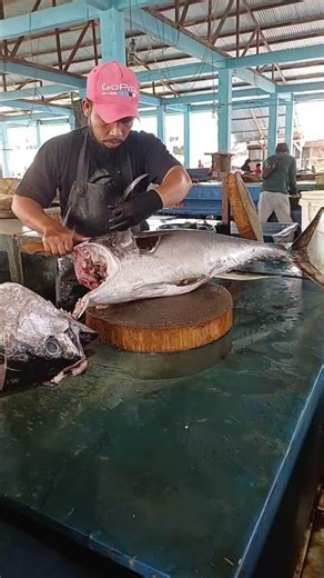Big tuna fish cutting show at the Market #fish #fishcutting #fillet#bluefin #lokalmarket #fyp