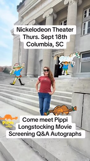 🎬✨ Pippi Longstocking Adventure Awaits in Columbia! ✨🎬 Join us for a magical night with Tami Erin – Pippi Longstocking herself! 🌟 📅 Thursday, Sept 18th | 6–9 PM 📍 Nickelodeon Theater | 1607 Main St., Columbia SC 🎥 Watch The New Adventures of Pippi Longstocking on the big screen 🙋‍♀️ Live Q&A with Tami Erin 📸 Meet & Greet Autographs Don’t miss this once-in-a-lifetime chance to relive the adventure and meet the star who inspired a generation! 💫 🎟️ Tickets/info: 803-254-8234 #PippiLongsto