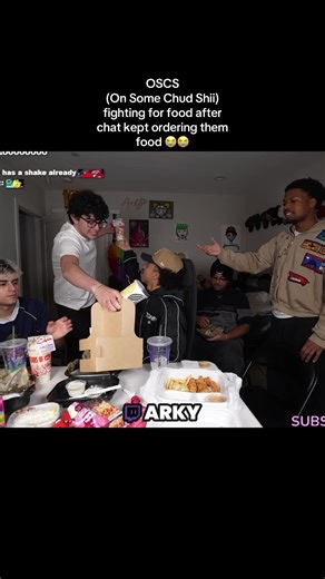 Chat had to have spent over $300 sending them random food 😭😭 #arky #oscs #santipulgaz #redify #twitch