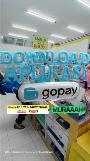 Tuh, kan. Gratis top up dan tarik tunai di Indomaret & Alfamart pake aplikasi GoPay.