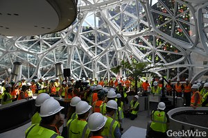 Watch: The first plant goes in the ground at Amazon’s Spheres in downtown Seattle