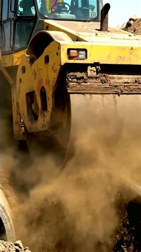 Massive Road Roller in Action! 🚧 Heavy Equipment Compacting Earth