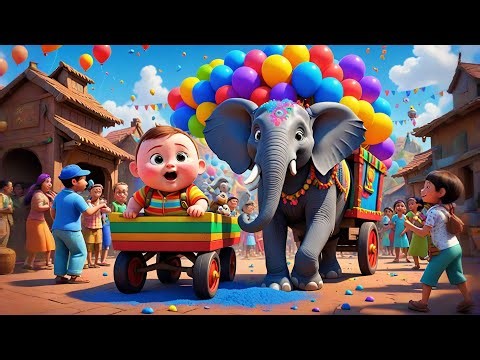 Baby’s Holi Color Ride 🎨🌈 | Fun Learning Video for Kids | Preschool Educational Songs