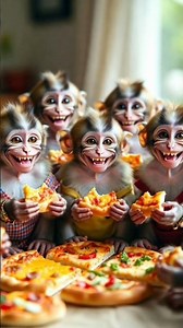 monkeys pizza eating funny smile video😂😁🤣
