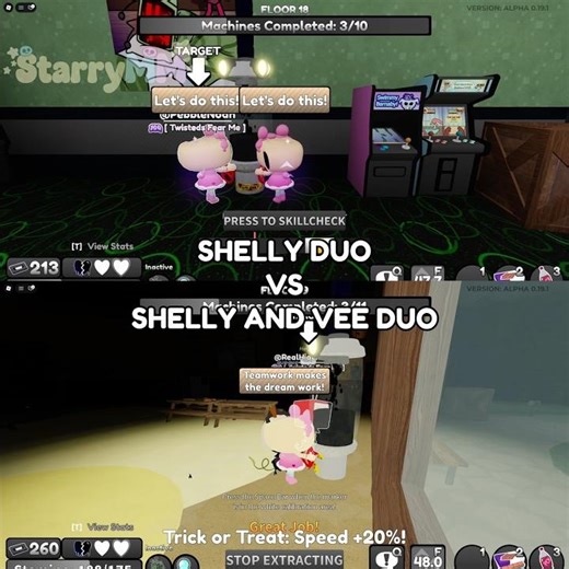 SHELLY VS VEE ON DUAL MACHINES IN DANDY'S WORLD #roblox #update #robloxdandysworld