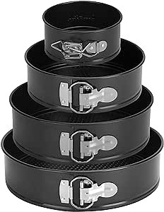 Springform Pan Set of 4, 4/7/9/10inch Cake Pan, Non-Stick Leak-Proof with Removable Bottom, Cheesecake Pan for Baking, Black
