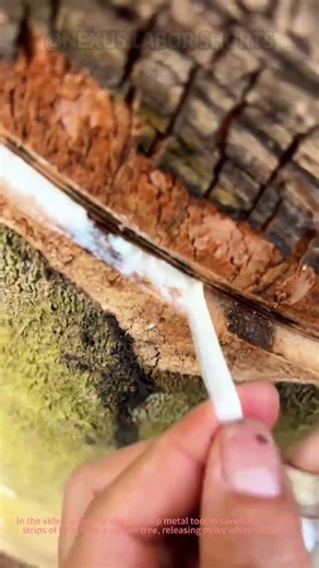 Natural Rubber Harvest! Tapping Tree Sap for Latex