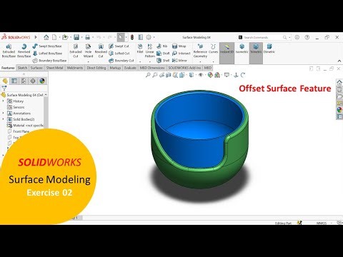 SolidWorks| Surface Modeling Tutorial | Surface Exercise 2 | Offset Surface Feature |3d Modeling #3d
