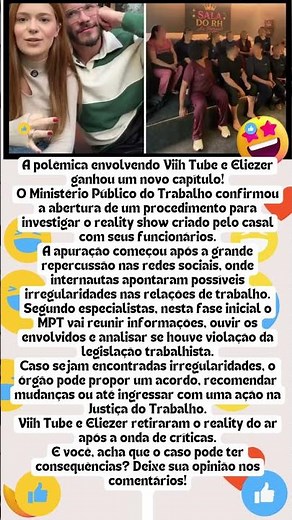MPT INVESTIGA REALITY DE VIIH TUBE E ELIEZER! ENTENDA O QUE PODE ACONTECER #noticias