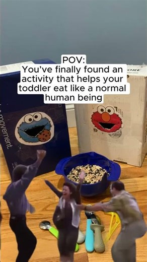 Flipped spoon = flipped moods Try this easy "feed the character" trick for mess-free spoon practice