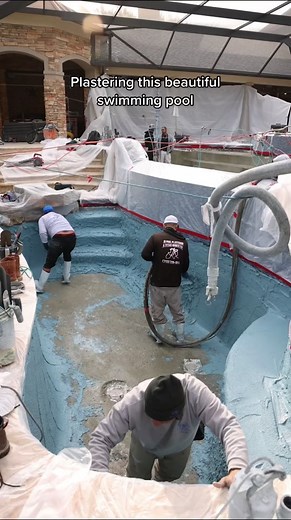 Plastering a swimming pool for our pool builder customer, Brother Pools! #pools #poolconstruction #poolplaster #poolcontractor #tiktok