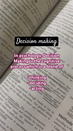 Decision making helps us to identify & choose alternatives based on values & preferences #psychbytes
