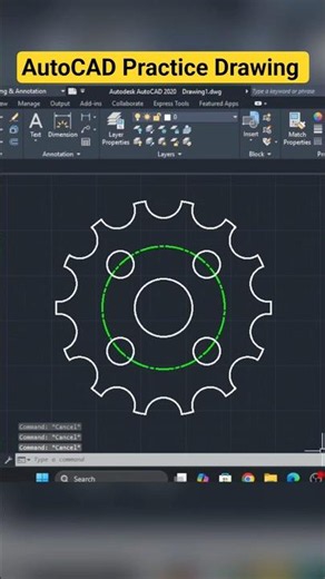 autocad mechanical practice drawing for beginners #autocad #mechanicalengineering