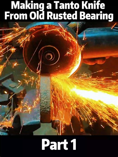 Making a Tanto Knife From Old Rusted Bearing | Part 1 . . . . #damascus #handmade #bladesmith #howitsmade #forging