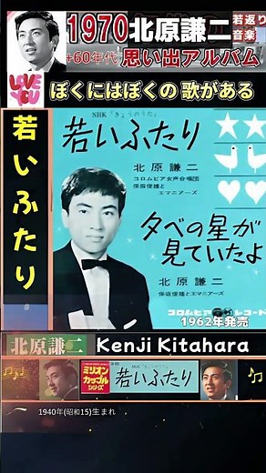 若いふたり・北原謙二 ; 1962年発売「フォークや歌謡曲のヒット音楽」のトリガー効果！ #shorts #昭和歌謡 ; #1940年 年(昭15)生まれ