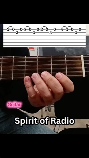 Spirit of Radio Intro Rush Guitar Tutorial How to play The Spirit of Radio by Rush on guitar, focusing on the clean intro riff that opens the song. The part blends arpeggiated chords with precise picking, making it instantly recognizable while rewarding steady timing and control. A great intro to practice clarity, rhythm, and touch without needing speed or distortion. #guitarlesson #guitartok #thespiritofradio