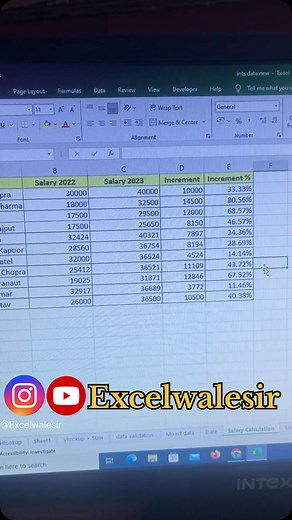 Mukesh sir on Instagram: "Salary Increment Calculation in Excel #excelwalesir #excel #short #exceltips #exceltricks #instagram #reels #excellent_cats #exceltutorial #viral Now Learn Excel Course With Certificate From Mukesh Sir Download “Excelwalesir” App From Play Store"