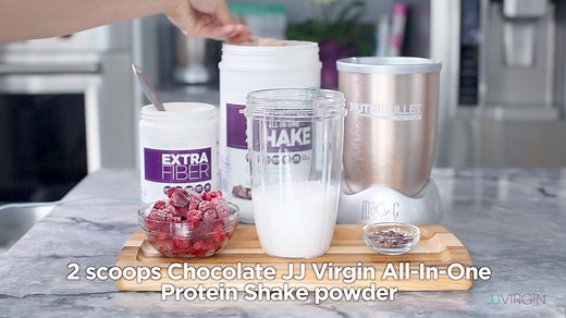 2.4K views · 172 reactions |  With this decadent-but-healthy Chocolate Raspberry Delight Shake, you're 2 minutes away from pure smoothie bliss! For the printable version and 2 more yummy chocolate shake recipes, head to https://JJVirgin.com/ChocShake now! | JJ Virgin | Facebook