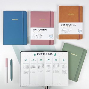 สมุดบันทึก Dot Journal Classic Collection ปกแข็ง มีเลขหน้า A5 BuJO Bullet Notebook สมุดโน้ต บูโจ by mimisplan | Lazada.co.th