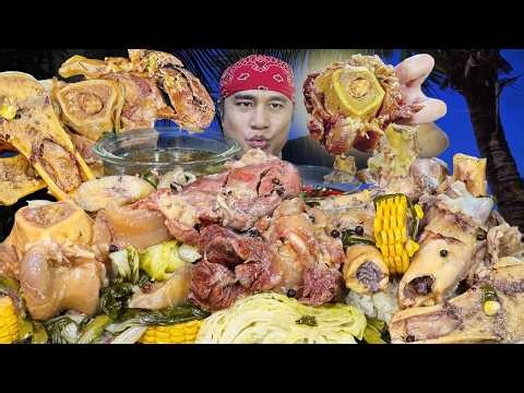 Bulalo Pork Bone Marrow, Beef Meat & Tendon Mukbang Eating Show