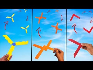 3 best and easy paper boomerang , how to make paper boomerang , flying paper plane which comes back