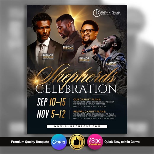 Pastor Appreciation, Shepherds Day Celebration, Church Honor Service, Church Canva Templates, Pastor Anniversary, Editable Canva Templates - Etsy