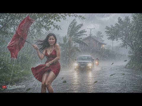 SUPER HEAVY RAIN AND STRONG WINDSTORMS HIT MY VILLAGE IN INDONESIA - THE BEST RAIN STORM😱🌪️
