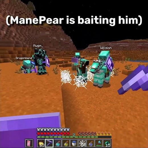 ManePear kills Mugm's whole team. ‪@ManePear‬ #shorts #minecraft