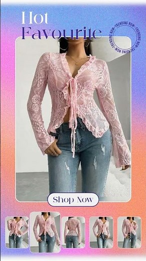 Tie Front Long Sleeve Lace Top