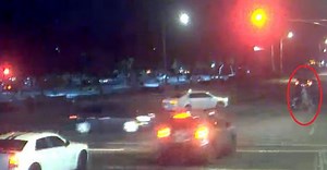 [VIDEO] Narrow escape: Car crash saves family from being hit by SUV that jumped red light