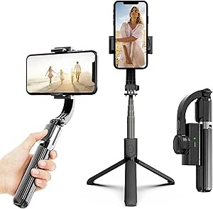 Gimbal Stabilizer for Smartphone, Phone Gimbal with Remote Auto Balance 360° Rotation Selfie Stick Phone Stabilizer for Video Recording Group Selfies Live Streaming Compatible with iPhone/Android