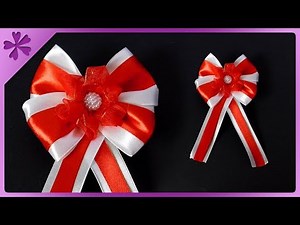 DIY How to make ribbon bow cockade (ENG Subtitles) - Speed up #631