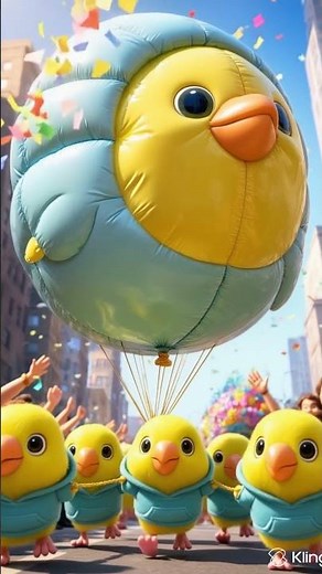 Cute Baby Birds Parade with Giant Balloon | Adorable Animated Festival Scene | 4K